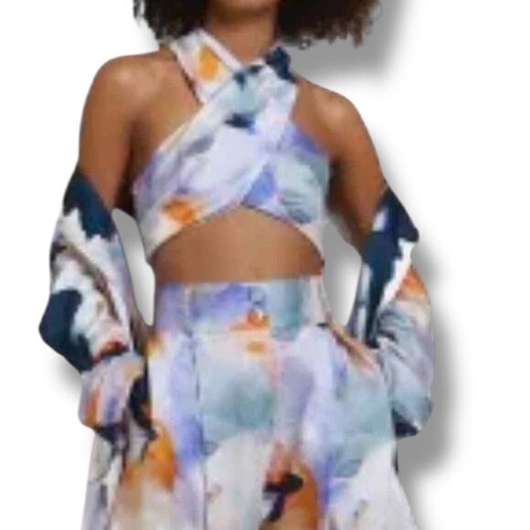 River Island Eco Couture Silky Halterneck Wrap Crop Top NWT - Picture 4 of 8